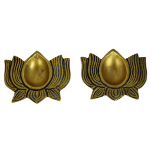 Brass Antique Lotus Diyas Big (1 pair)
